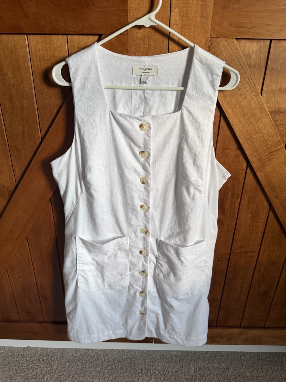 Banana Republic White Button-Front Mini Dress